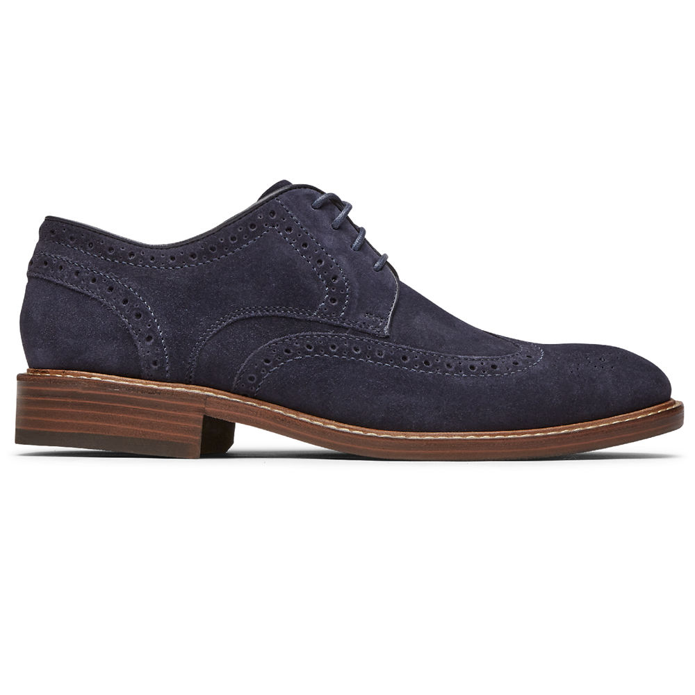 Rockport Mens Lace Up Navy - Kenton Wingtip - UK 317-YMFUKV